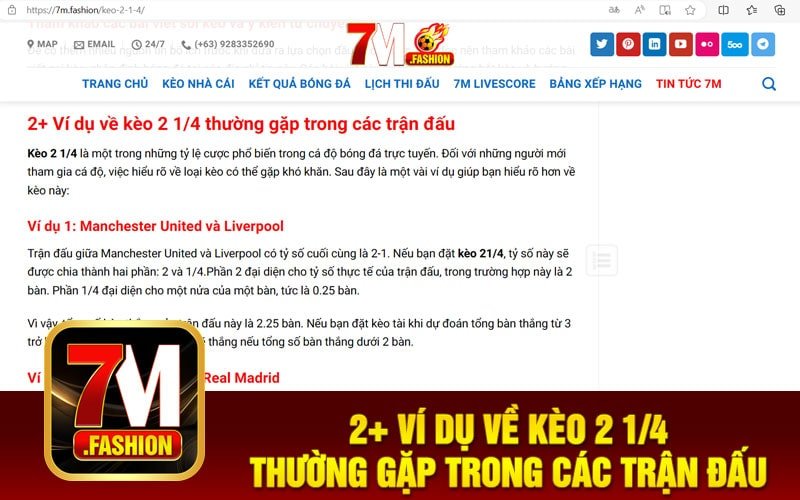 2+ Ví dụ về kèo 2 1/4 thường gặp trong các trận đấu
