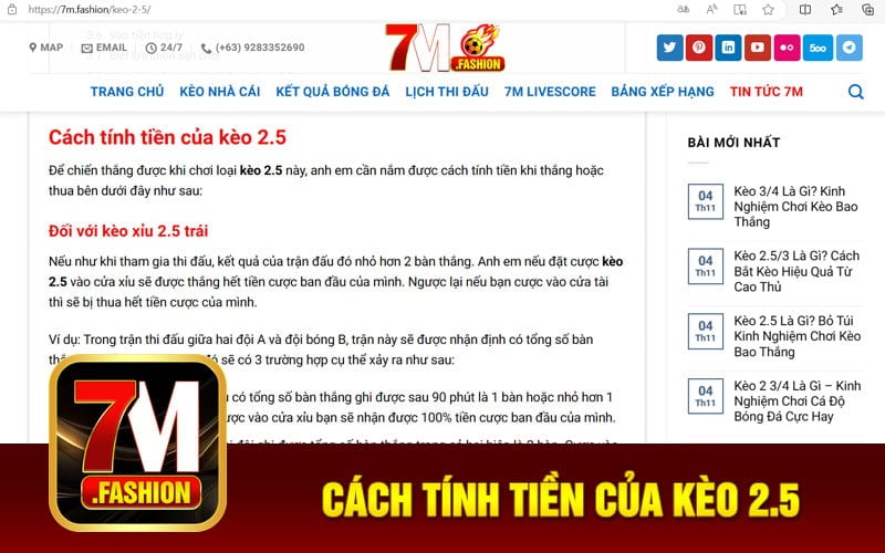 Cách tính tiền của kèo 2.5
