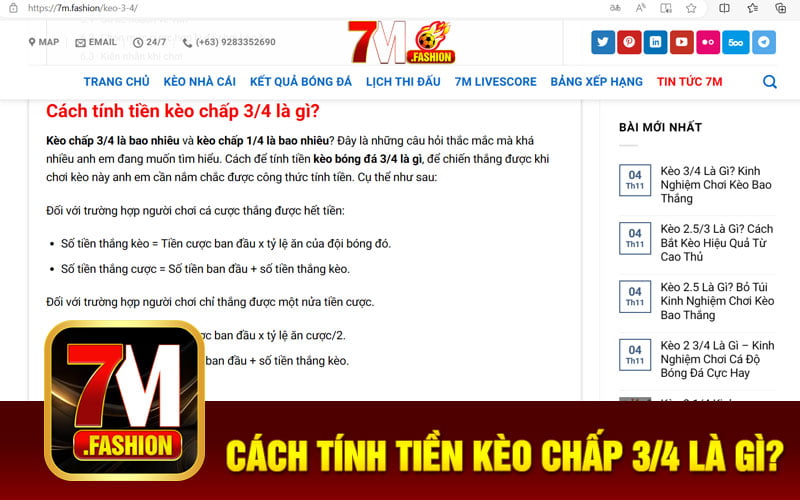 Cách tính tiền kèo chấp 3/4 là gì?