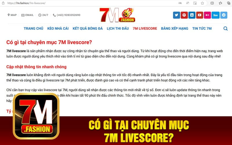 Có gì tại chuyên mục 7M livescore?