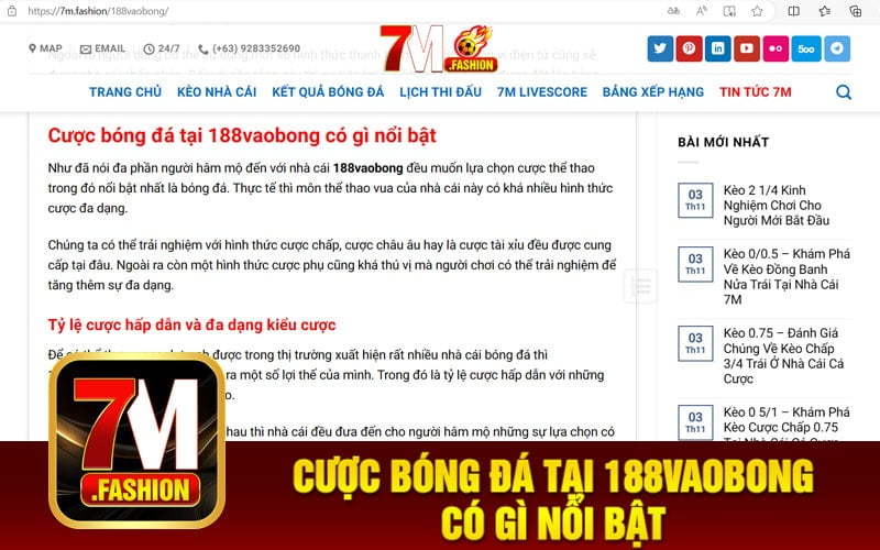 Cược bóng đá tại 188vaobong có gì nổi bật
