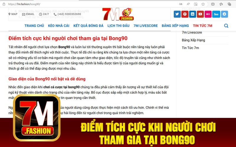 Điểm tích cực khi người chơi tham gia tại Bong90 
