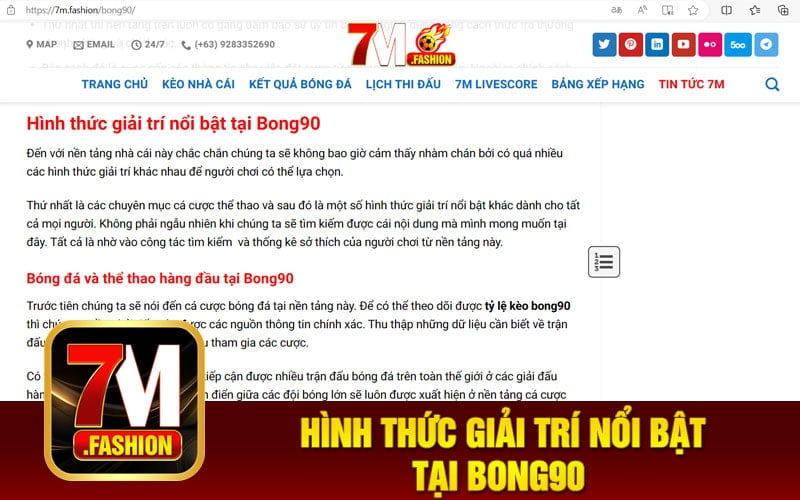 Hình thức giải trí nổi bật tại Bong90 