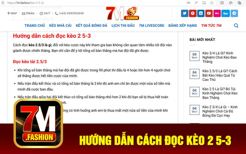 Hướng dẫn cách đọc kèo 2 5-3