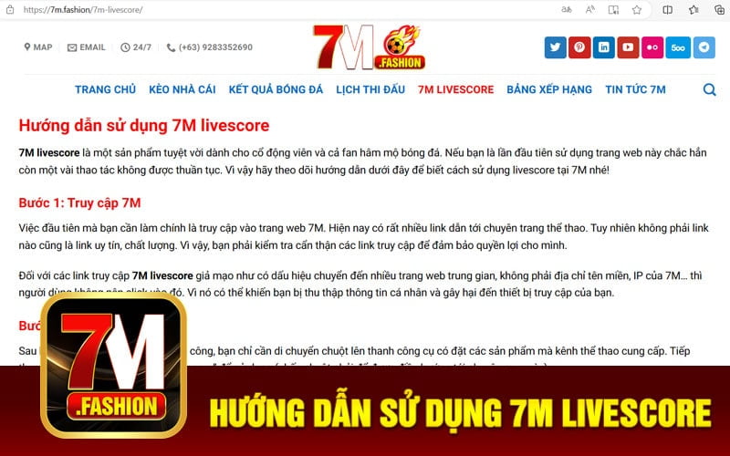 Hướng dẫn sử dụng 7M livescore