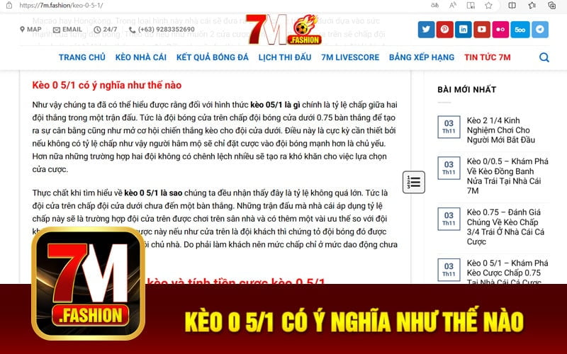 Kèo 0 5/1 có ý nghĩa như thế nào 
