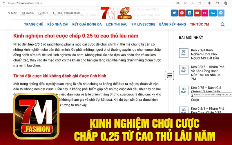 Kinh nghiệm chơi cược chấp 0.25 từ cao thủ lâu năm
