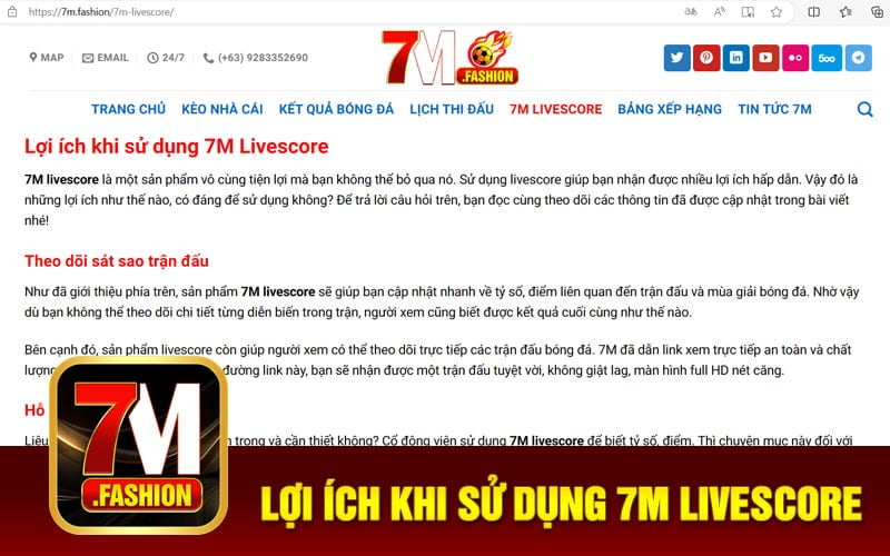 Lợi ích khi sử dụng 7M Livescore