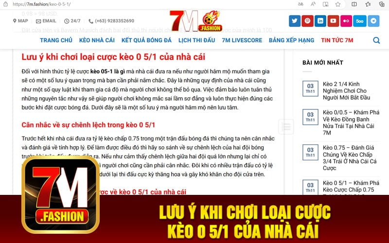 Lưu ý khi chơi loại cược kèo 0 5/1 của nhà cái 
