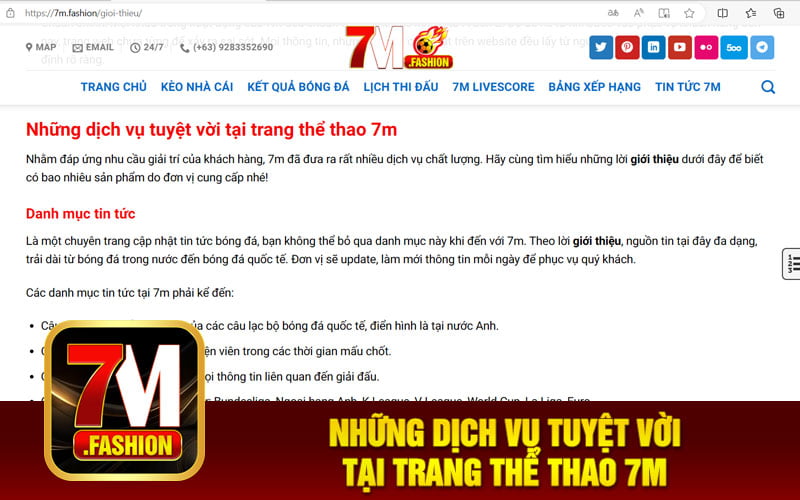 Những dịch vụ tuyệt vời tại trang thể thao 7m
