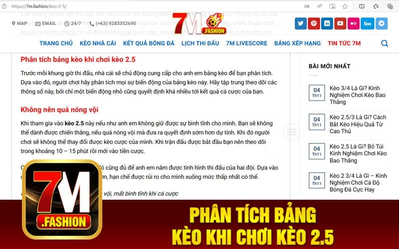 Phân tích bảng kèo khi chơi kèo 2.5
