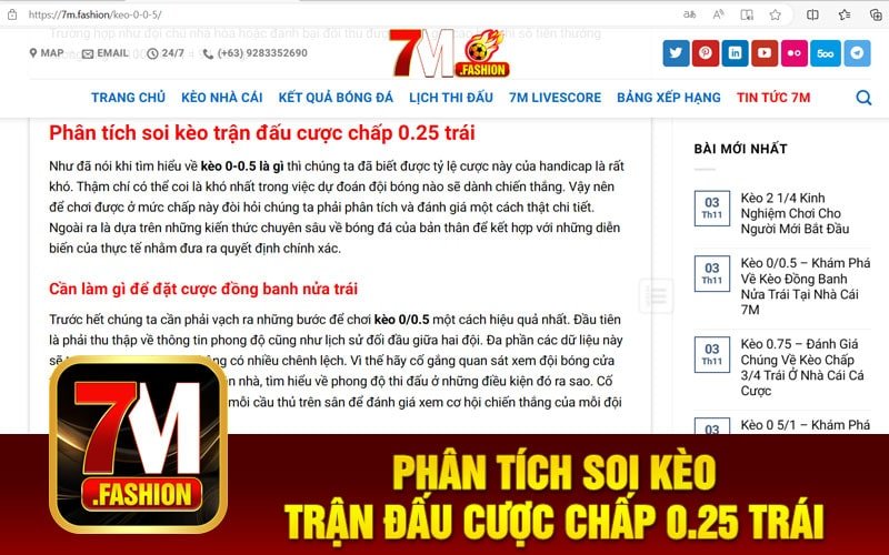 Phân tích soi kèo trận đấu cược chấp 0.25 trái
