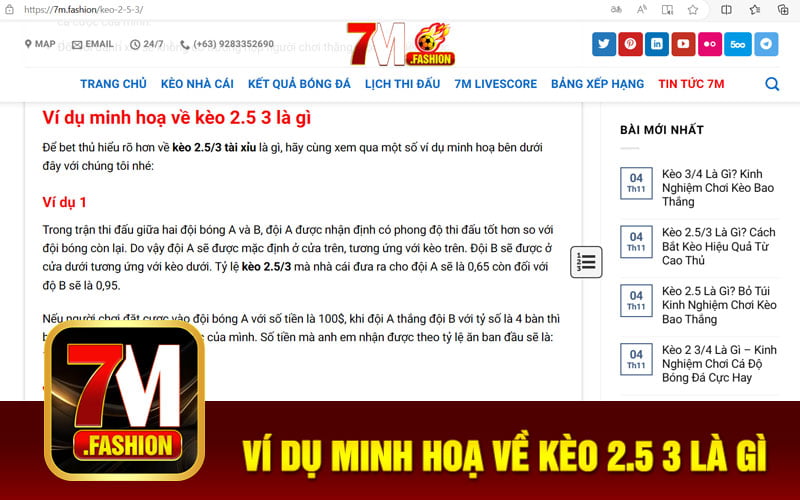 Ví dụ minh hoạ về kèo 2.5 3 là gì