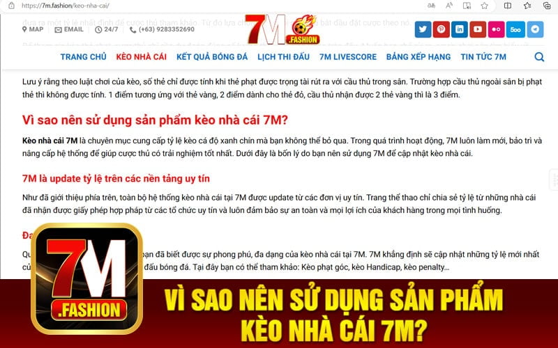 Vì sao nên sử dụng sản phẩm kèo nhà cái 7M?