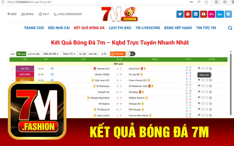 kết quả bóng đá 7M