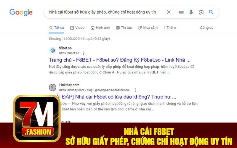 Nhà cái f8bet sở hữu giấy phép, chứng chỉ hoạt động uy tín
